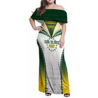 Cook Islands Rugby Custom Family Matching Off Shoulder Maxi Dress and Hawaiian Shirt Kuki's Aitu Champions - Polynesian Pride