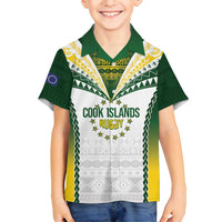 Cook Islands Rugby Custom Family Matching Off Shoulder Short Dress and Hawaiian Shirt Kuki's Aitu Champions - Polynesian Pride