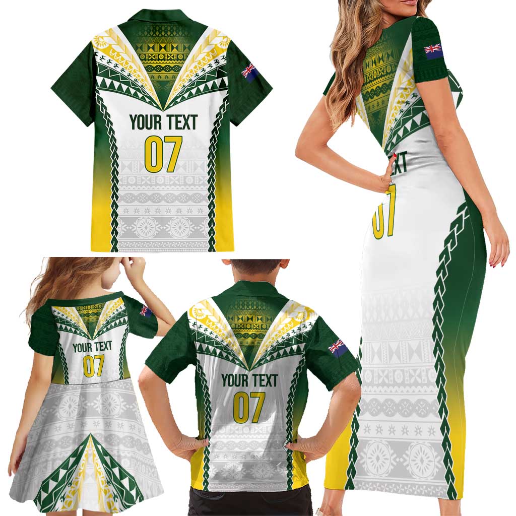 Cook Islands Rugby Custom Family Matching Short Sleeve Bodycon Dress and Hawaiian Shirt Kuki's Aitu Champions - Polynesian Pride