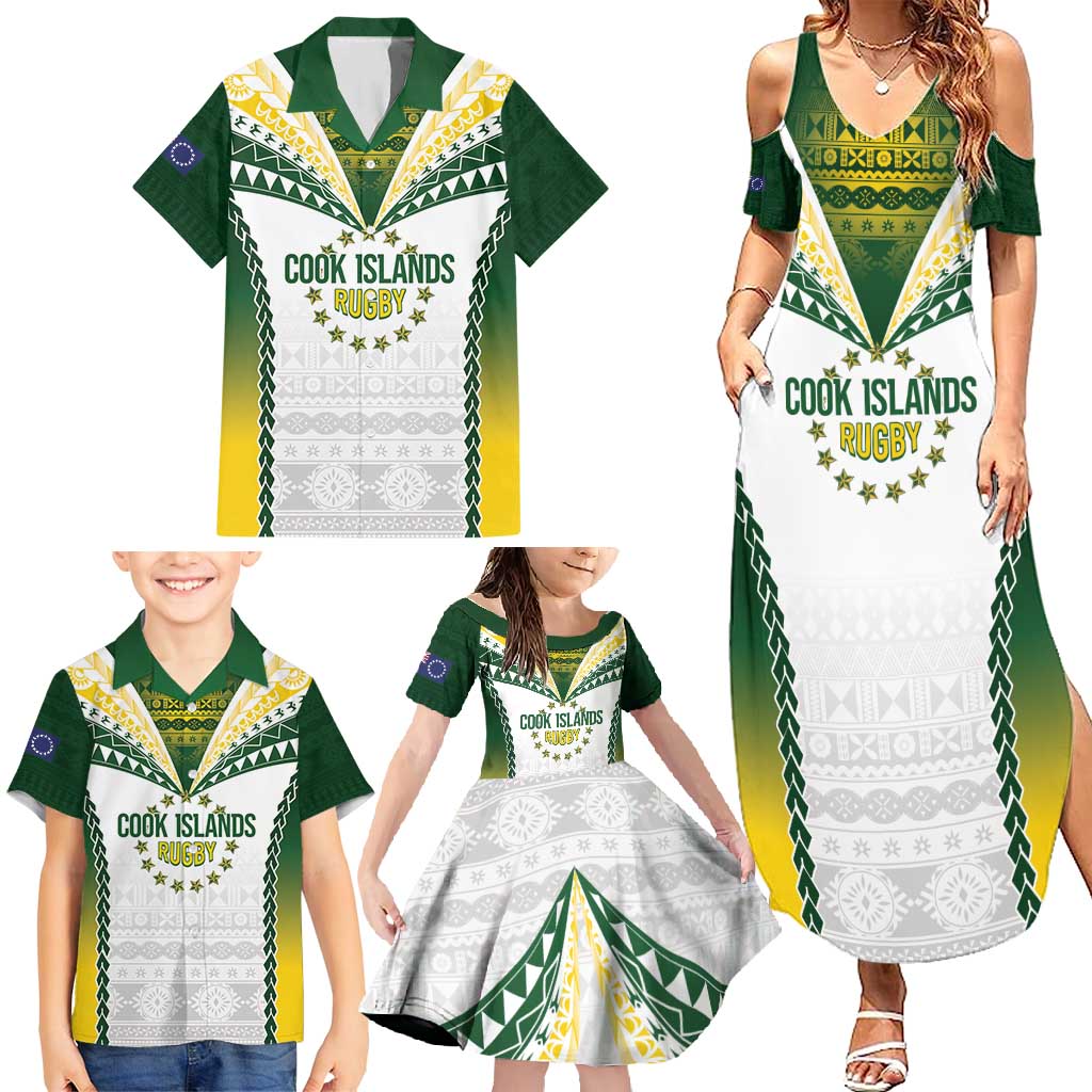 Cook Islands Rugby Custom Family Matching Summer Maxi Dress and Hawaiian Shirt Kuki's Aitu Champions - Polynesian Pride