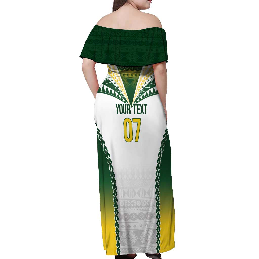 Cook Islands Rugby Custom Off Shoulder Maxi Dress Kuki's Aitu Champions - Polynesian Pride