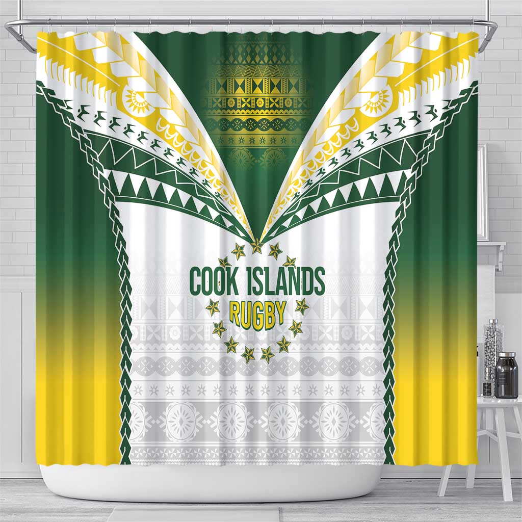 Cook Islands Rugby Shower Curtain Kuki's Aitu Champions - Polynesian Pride