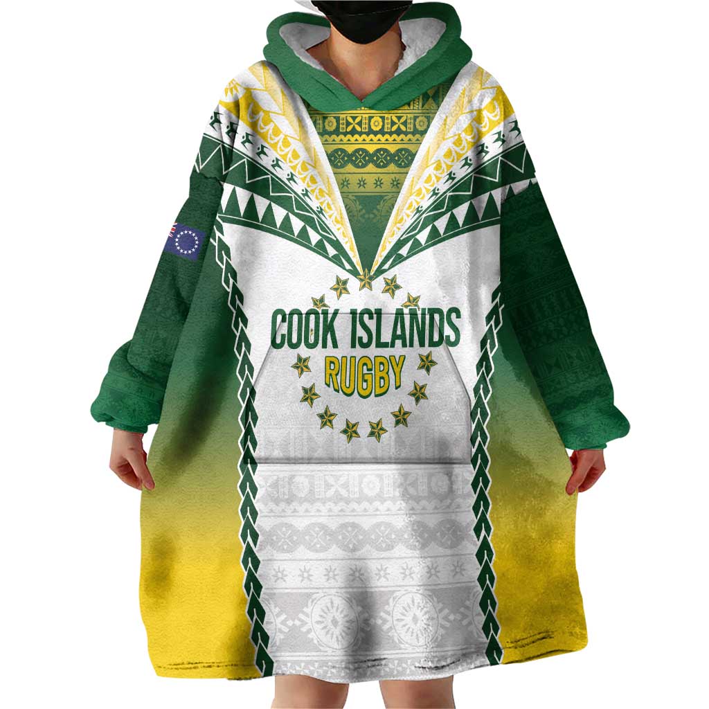 Cook Islands Rugby Custom Wearable Blanket Hoodie Kuki's Aitu Champions - Polynesian Pride