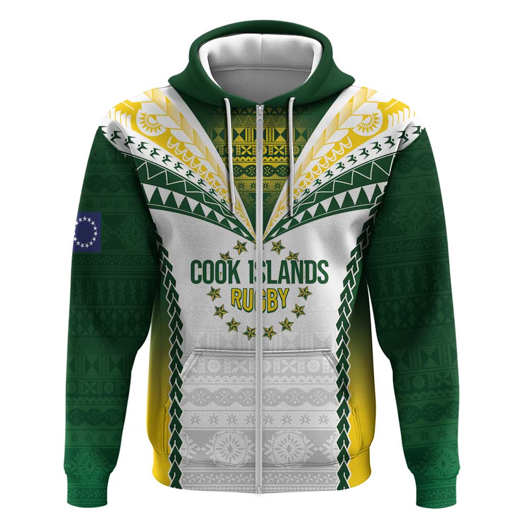 Cook Islands Rugby Custom Zip Hoodie Kuki's Aitu Champions - Polynesian Pride