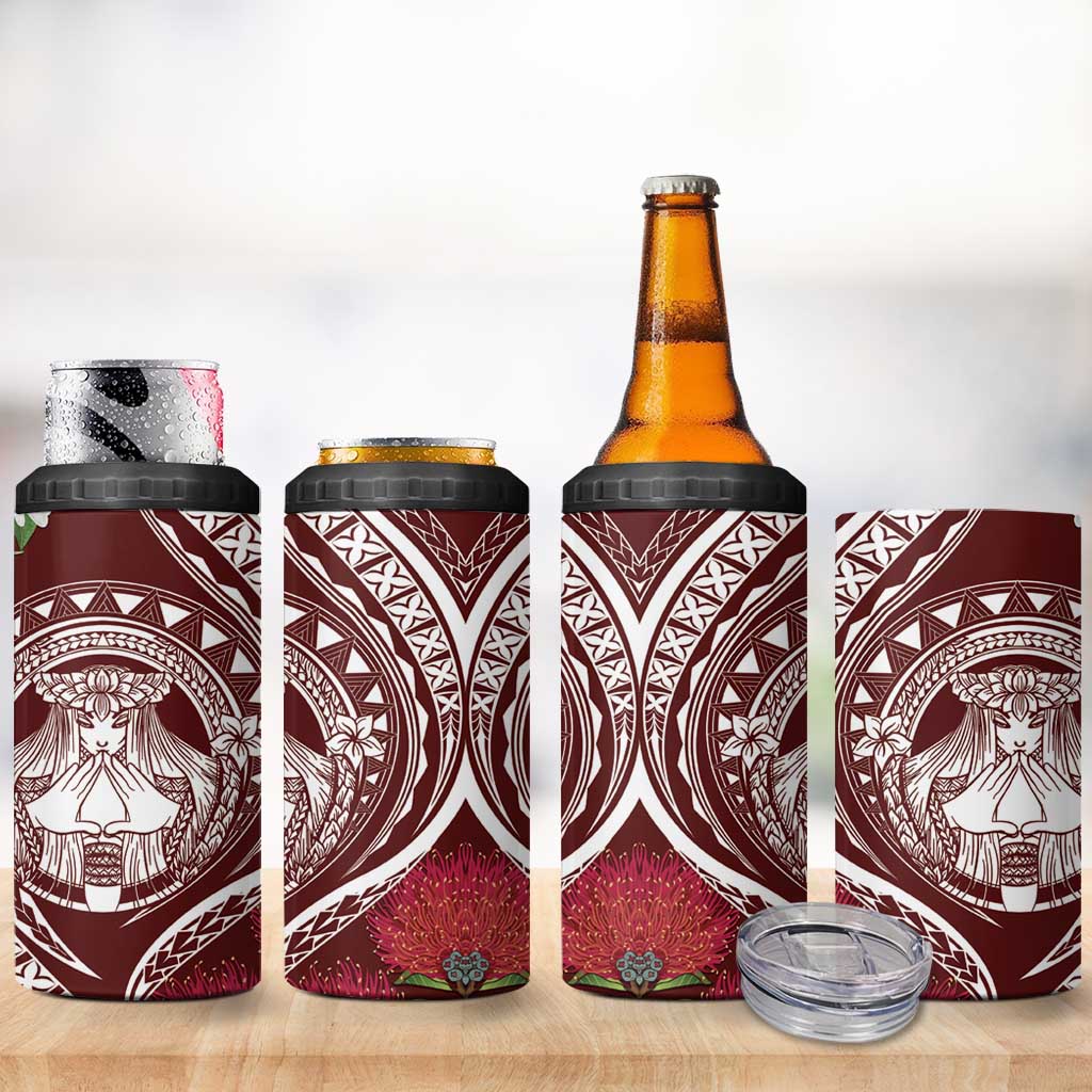 Aloha Hawaii Big Island 4 in 1 Can Cooler Tumbler Ohia Lehua Wahine