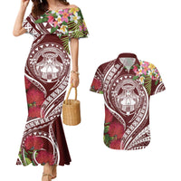 Aloha Hawaii Big Island Couples Matching Mermaid Dress and Hawaiian Shirt Ohia Lehua Wahine