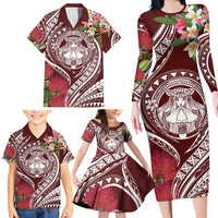Aloha Hawaii Big Island Family Matching Long Sleeve Bodycon Dress and Hawaiian Shirt Ohia Lehua Wahine