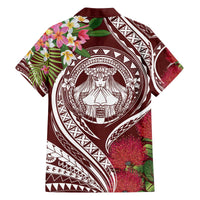 Aloha Hawaii Big Island Family Matching Off The Shoulder Long Sleeve Dress and Hawaiian Shirt Ohia Lehua Wahine