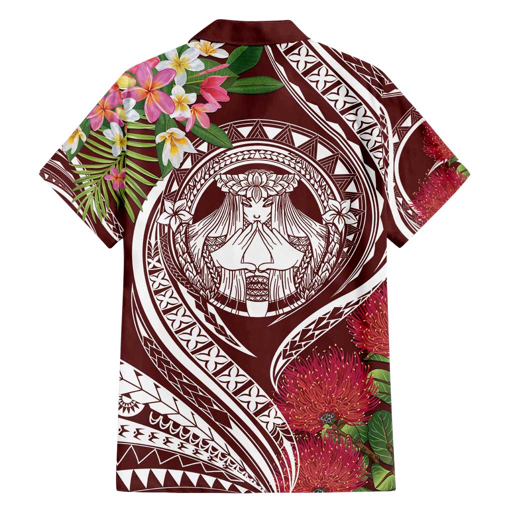 Aloha Hawaii Big Island Family Matching Puletasi and Hawaiian Shirt Ohia Lehua Wahine