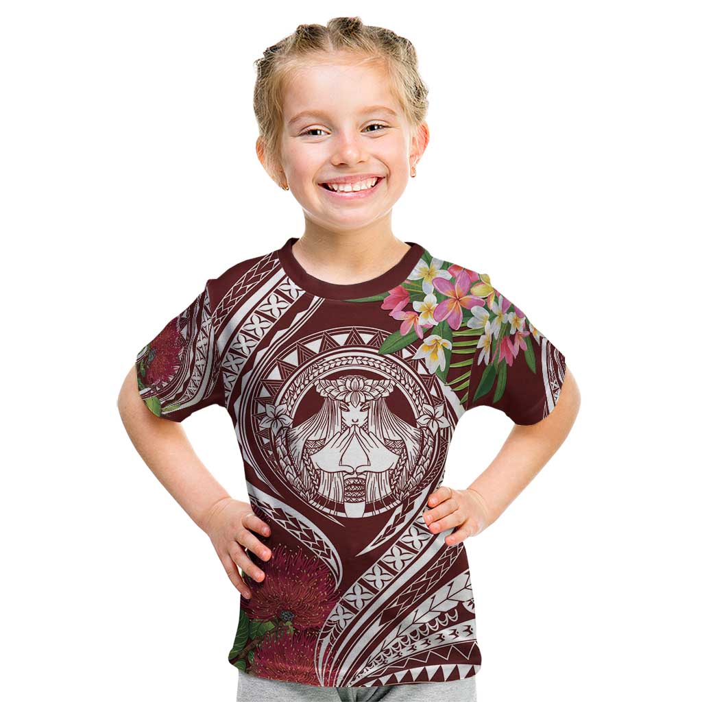 Aloha Hawaii Big Island Kid T Shirt Ohia Lehua Wahine LT7 Red - Polynesian Pride