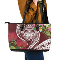 Aloha Hawaii Big Island Leather Tote Bag Ohia Lehua Wahine