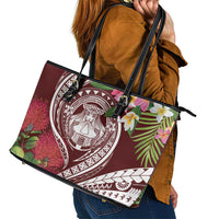 Aloha Hawaii Big Island Leather Tote Bag Ohia Lehua Wahine