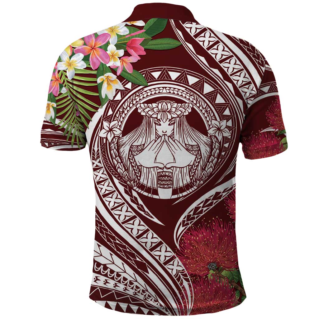 Aloha Hawaii Big Island Polo Shirt Ohia Lehua Wahine