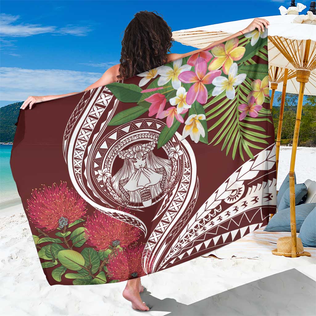 Aloha Hawaii Big Island Sarong Ohia Lehua Wahine LT7 One Size 44 x 66 inches Red - Polynesian Pride