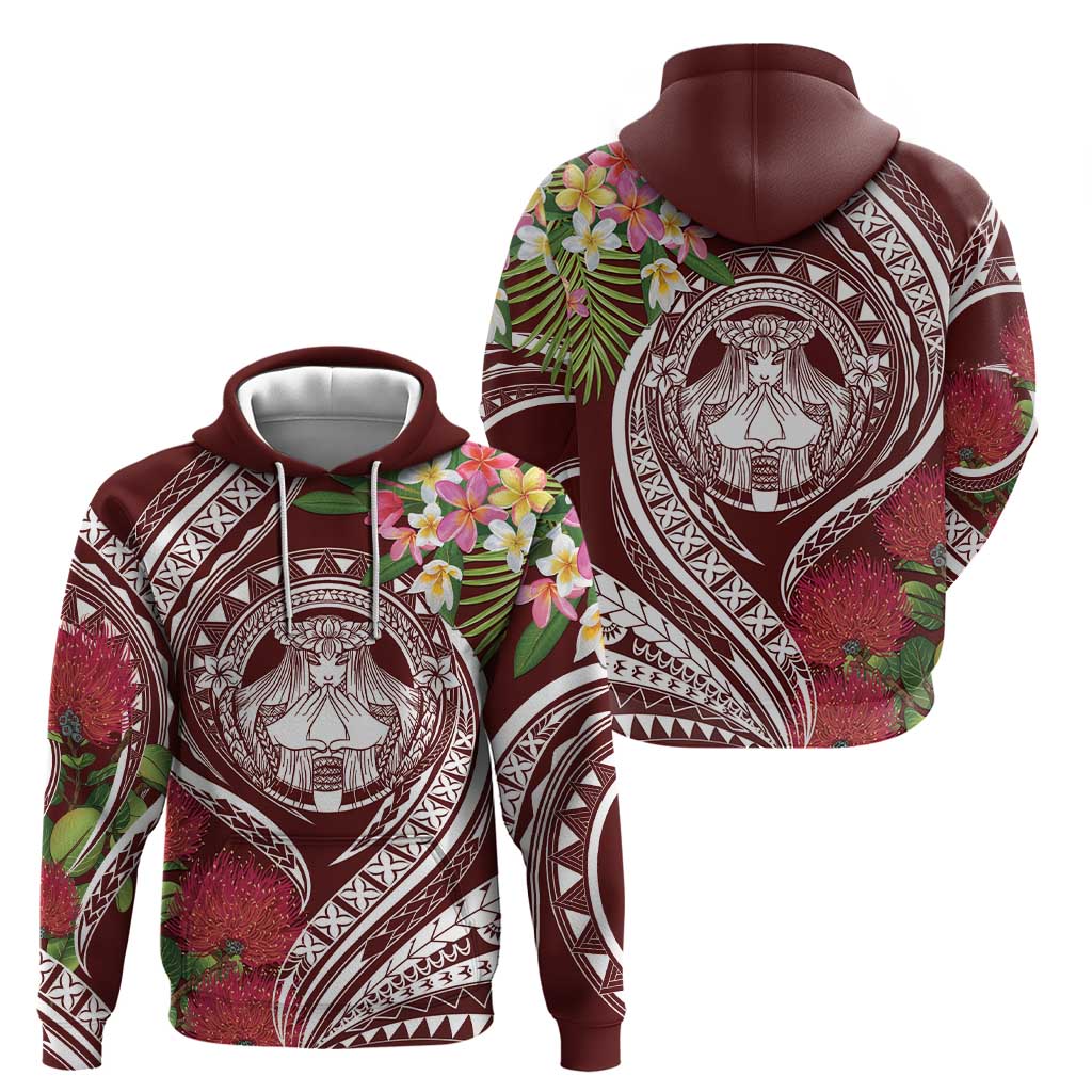 Aloha Hawaii Big Island Zip Hoodie Ohia Lehua Wahine