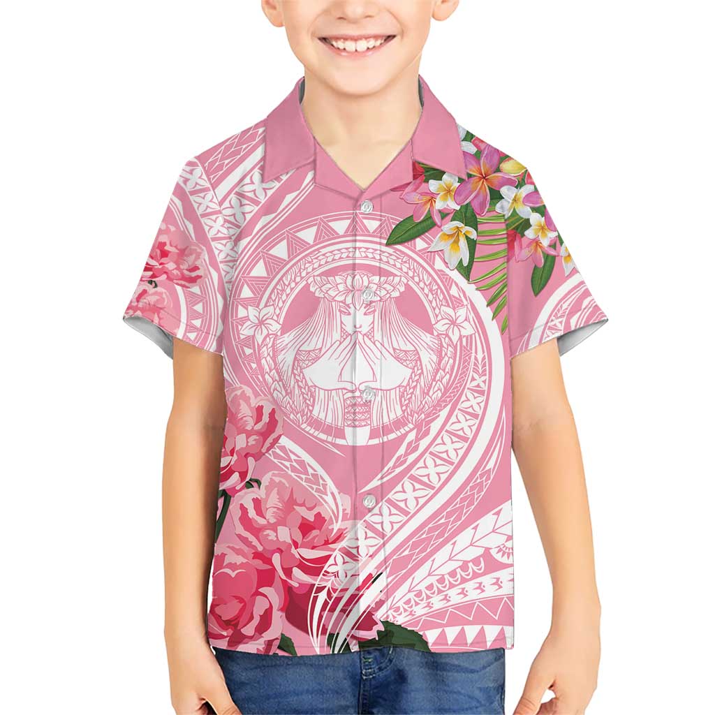 Aloha Hawaii Maui Kid Hawaiian Shirt Goddess Lokelani Rose LT7 Kid Pink - Polynesian Pride