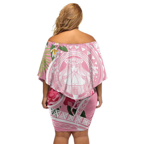 Hawaiianischer Vatertag Vintage Lei Off Shoulder Kurzes blumen kleid Hauoli la Makuakane - Beige LT7 main image 1