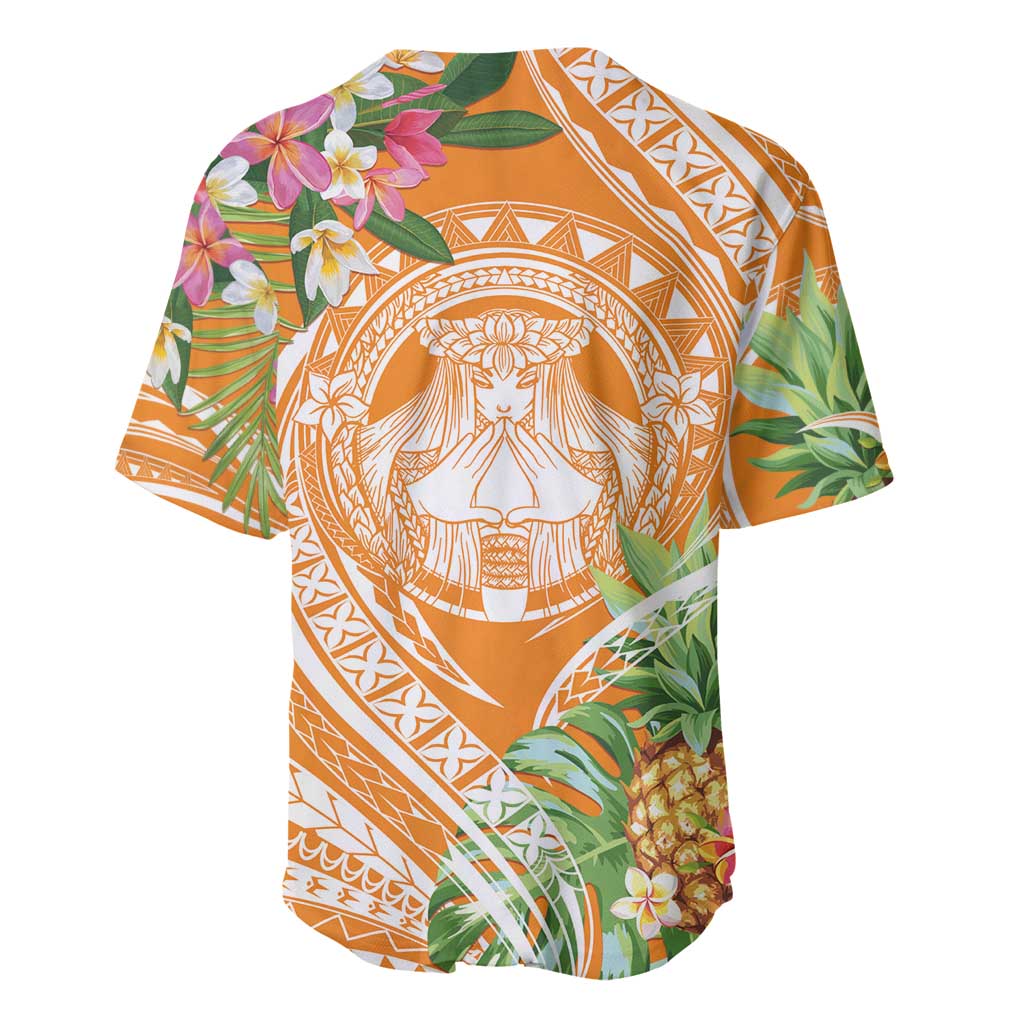 Aloha Hawaii Lanai Baseball Jersey Frangipani Mix Pineapple LT7 - Polynesian Pride