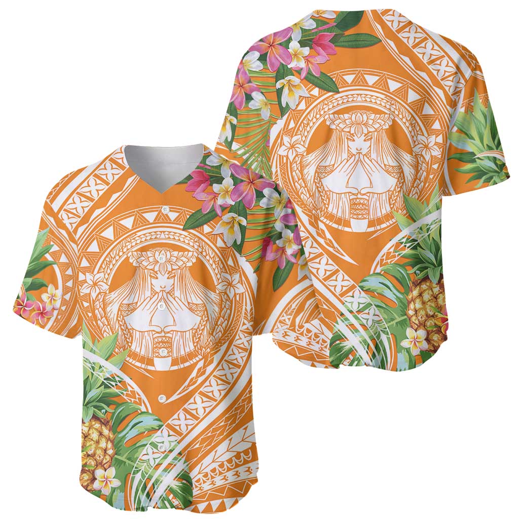 Aloha Hawaii Lanai Baseball Jersey Frangipani Mix Pineapple LT7 - Polynesian Pride