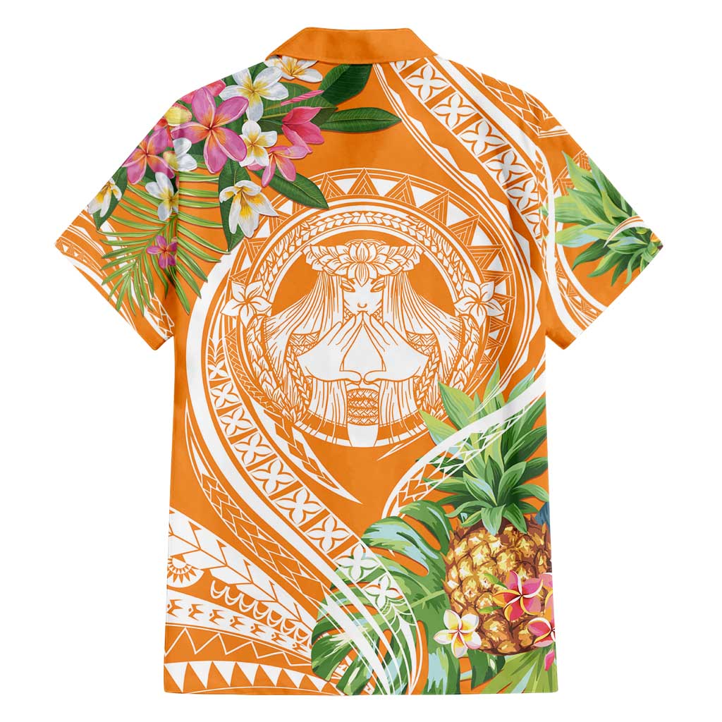 Aloha Hawaii Lanai Family Matching Off Shoulder Short Dress and Hawaiian Shirt Frangipani Mix Pineapple