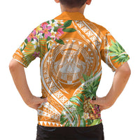 Aloha Hawaii Lanai Family Matching Tank Maxi Dress and Hawaiian Shirt Frangipani Mix Pineapple LT7 - Polynesian Pride