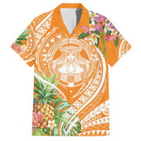 Aloha Hawaii Lanai Family Matching Tank Maxi Dress and Hawaiian Shirt Frangipani Mix Pineapple LT7 Dad's Shirt - Short Sleeve Orange - Polynesian Pride