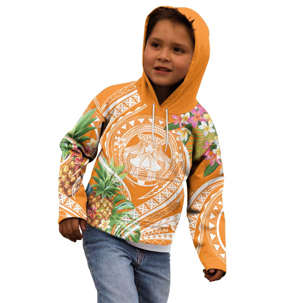 Aloha Hawaii Lanai Kid Hoodie Frangipani Mix Pineapple