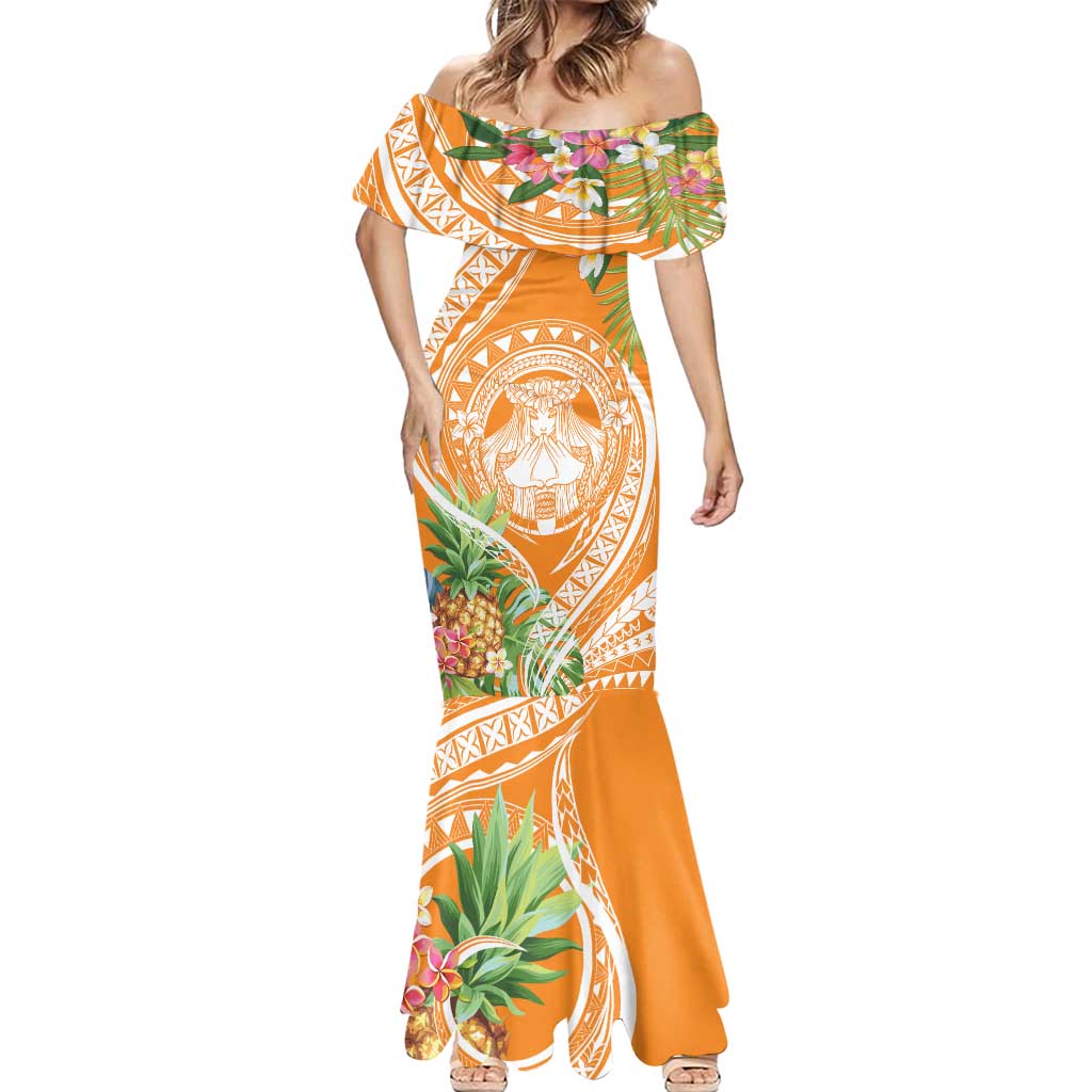 Aloha Hawaii Lanai Mermaid Dress Frangipani Mix Pineapple