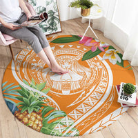 Aloha Hawaii Lanai Round Carpet Frangipani Mix Pineapple LT7 - Polynesian Pride