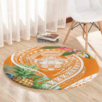 Aloha Hawaii Lanai Round Carpet Frangipani Mix Pineapple LT7 - Polynesian Pride