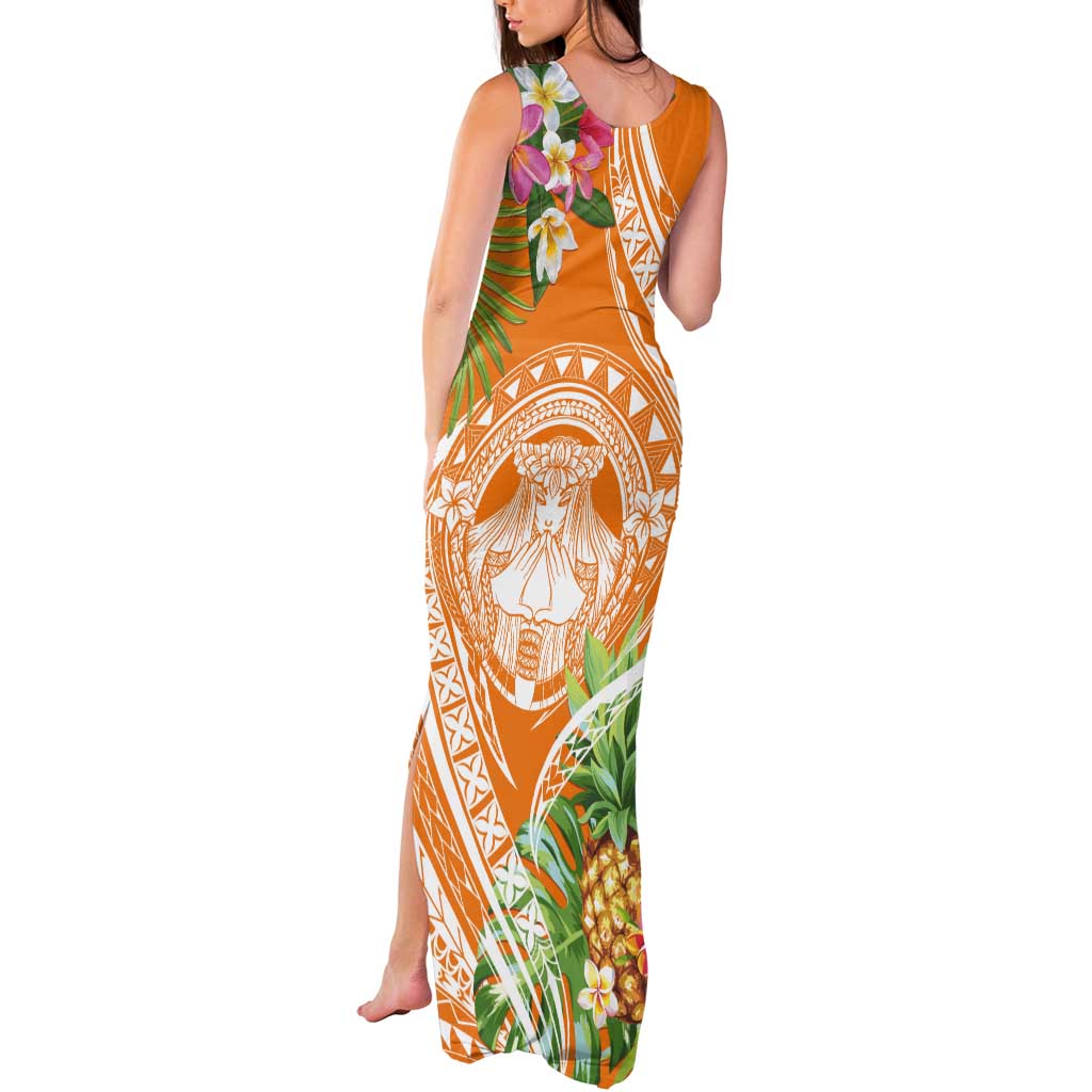 Aloha Hawaii Lanai Tank Maxi Dress Frangipani Mix Pineapple