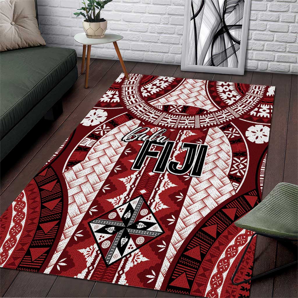 Bula Fiji Vintage Area Rug Scarlet Masi Motifs