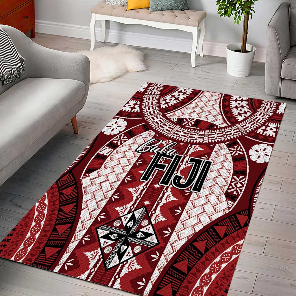 Bula Fiji Vintage Area Rug Scarlet Masi Motifs