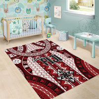 Bula Fiji Vintage Area Rug Scarlet Masi Motifs