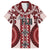 Bula Fiji Vintage Family Matching Off Shoulder Short Dress and Hawaiian Shirt Scarlet Masi Motifs