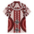 Bula Fiji Vintage Family Matching Off Shoulder Short Dress and Hawaiian Shirt Scarlet Masi Motifs
