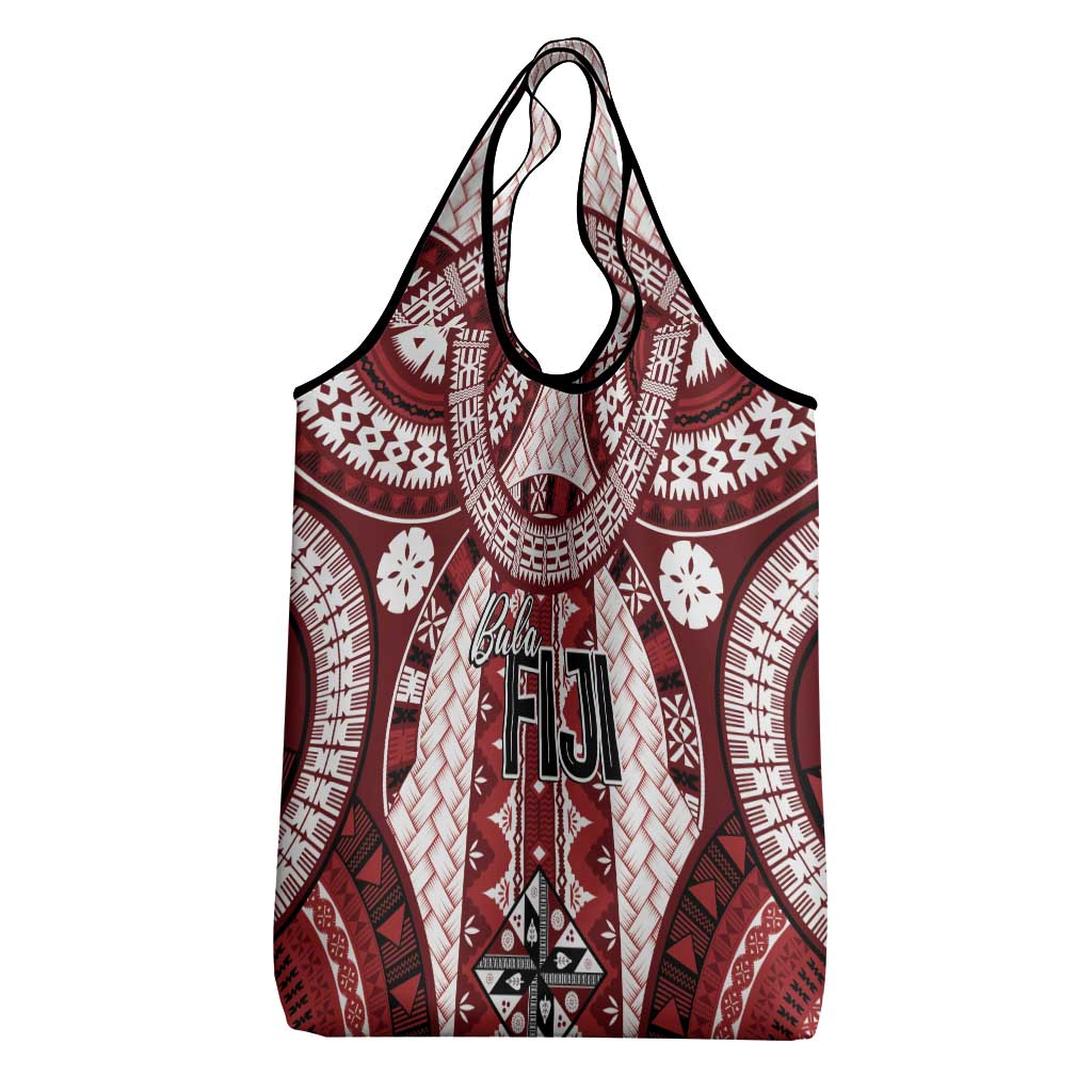Bula Fiji Vintage Grocery Bag Scarlet Masi Motifs