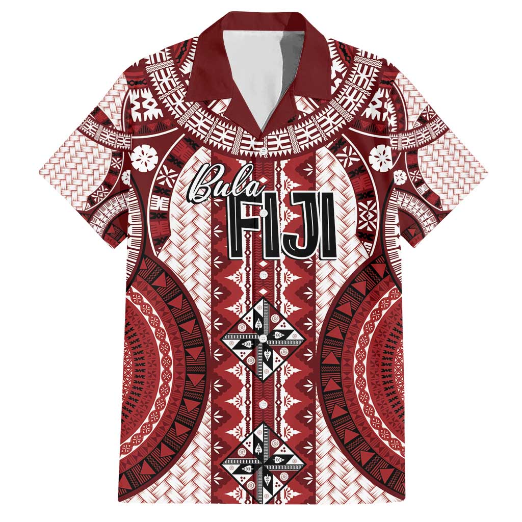 Bula Fiji Vintage Hawaiian Shirt Scarlet Masi Motifs