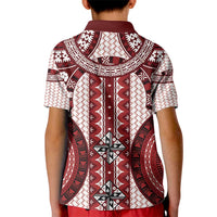 Bula Fiji Vintage Kid Polo Shirt Scarlet Masi Motifs