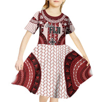 Bula Fiji Vintage Kid Short Sleeve Dress Scarlet Masi Motifs
