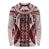 Bula Fiji Vintage Long Sleeve Shirt Scarlet Masi Motifs