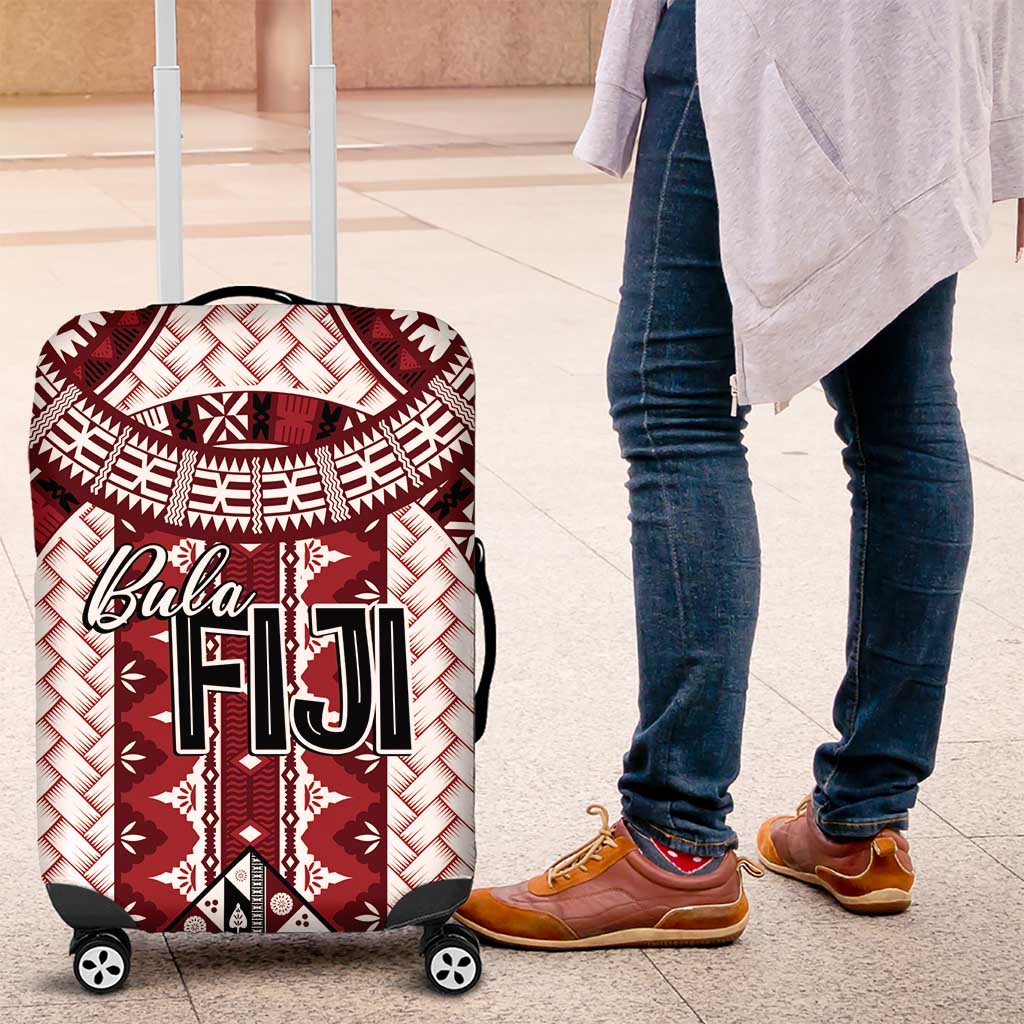 Bula Fiji Vintage Luggage Cover Scarlet Masi Motifs