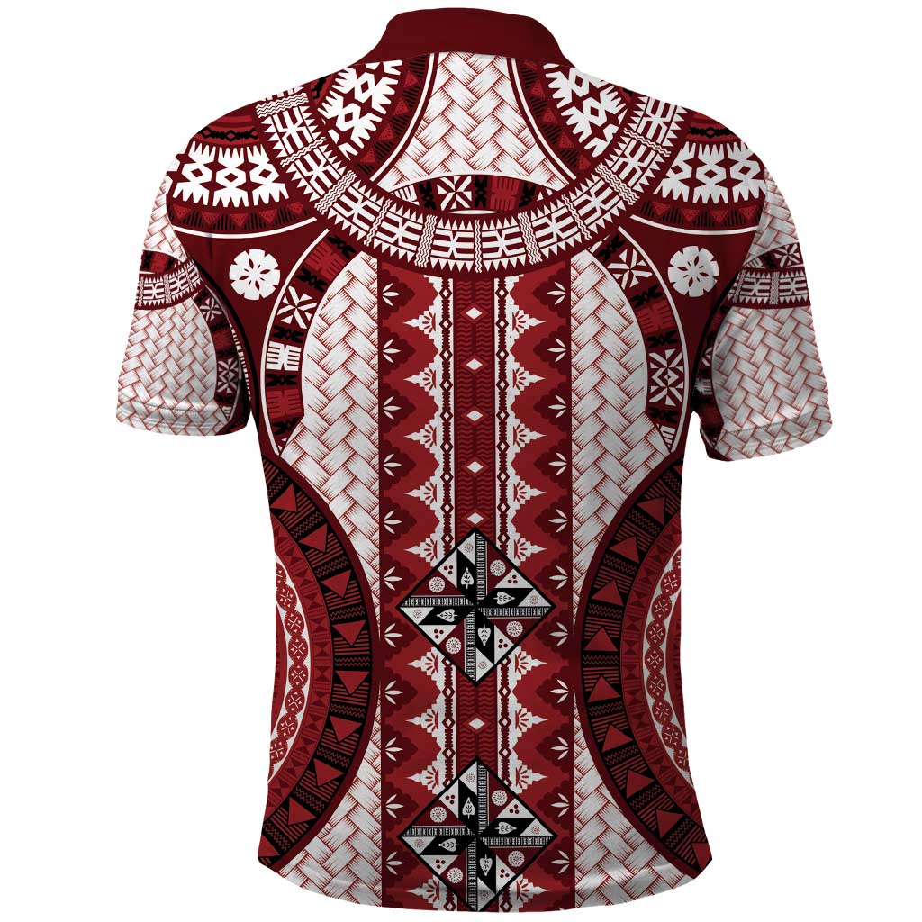 Bula Fiji Vintage Polo Shirt Scarlet Masi Motifs