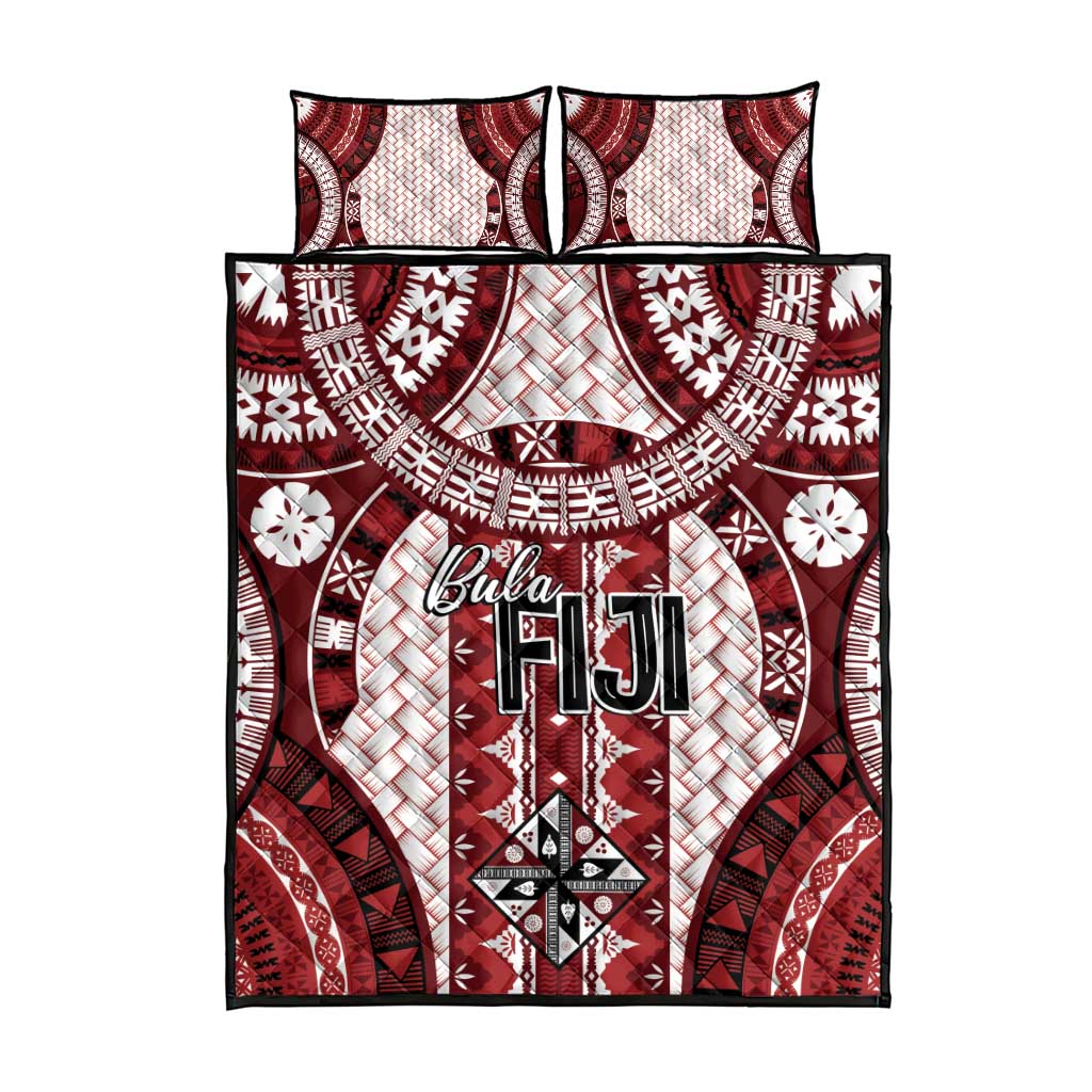Bula Fiji Vintage Quilt Bed Set Scarlet Masi Motifs