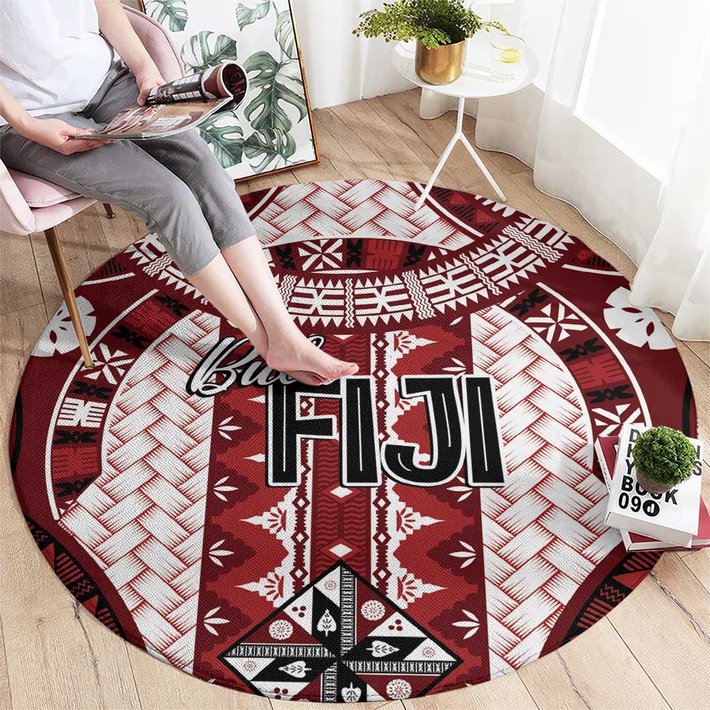 Bula Fiji Vintage Round Carpet Scarlet Masi Motifs