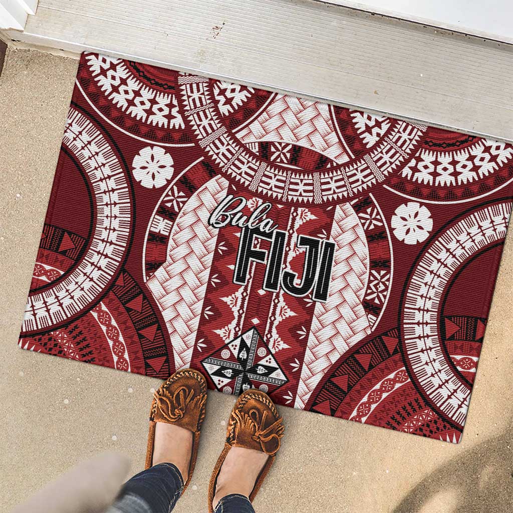 Bula Fiji Vintage Rubber Doormat Scarlet Masi Motifs