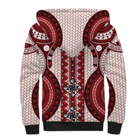 Bula Fiji Vintage Sherpa Hoodie Scarlet Masi Motifs