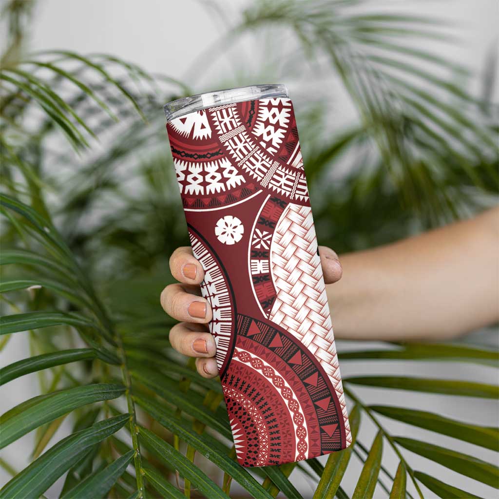 Bula Fiji Vintage Skinny Tumbler Scarlet Masi Motifs