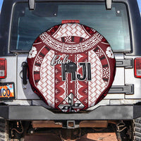 Bula Fiji Vintage Spare Tire Cover Scarlet Masi Motifs LT7 Scarlet - Polynesian Pride