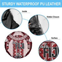 Bula Fiji Vintage Spare Tire Cover Scarlet Masi Motifs LT7 - Polynesian Pride